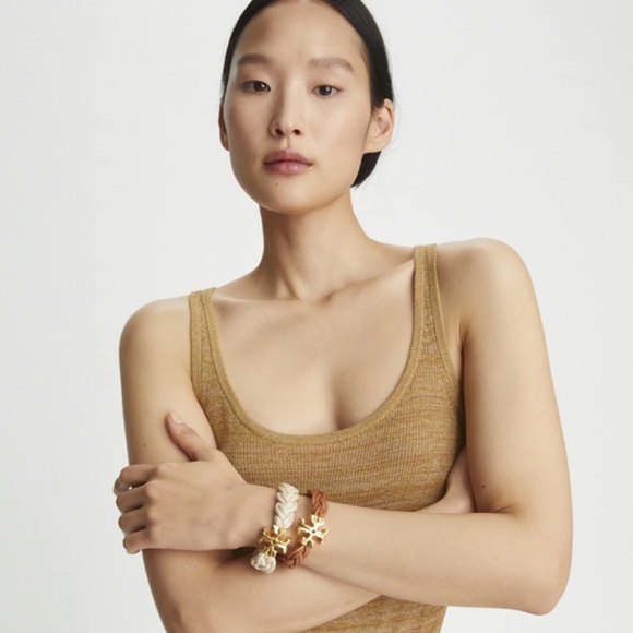 TORY BURCH • Rolled Gold Fisherman’s Ivory Bracelet - Picture 2 of 5